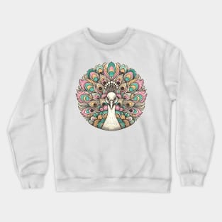 Pastel Majesty - Ornate Peacock Illustration Crewneck Sweatshirt